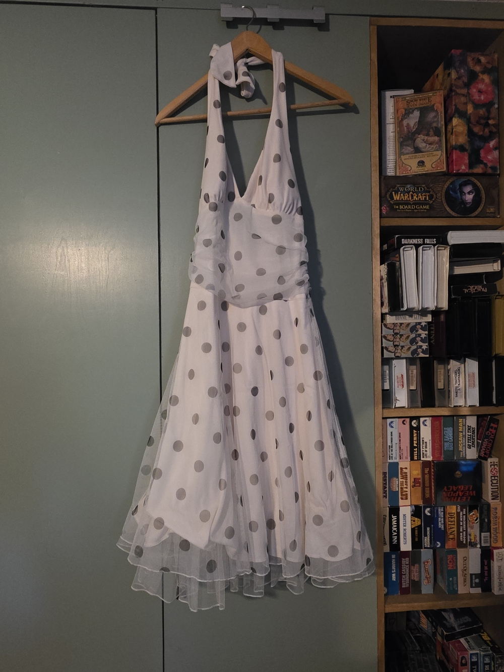 Ruby Rox White Halter One-Shoulder Polka Dot Dress